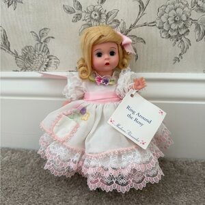 Madame Alexander Doll in Pink and White Lace Dress